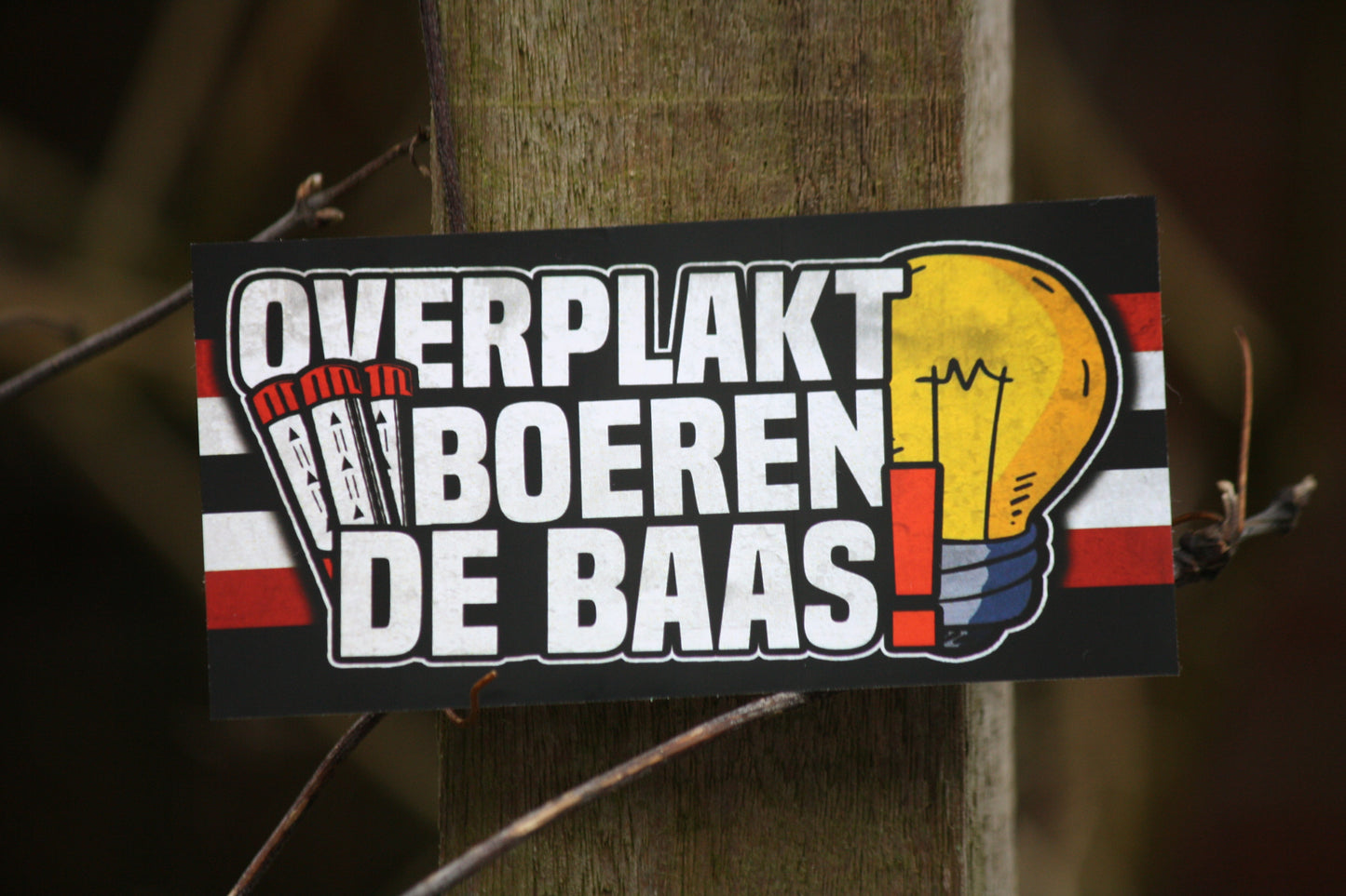 Overplakt boeren de baas stickers